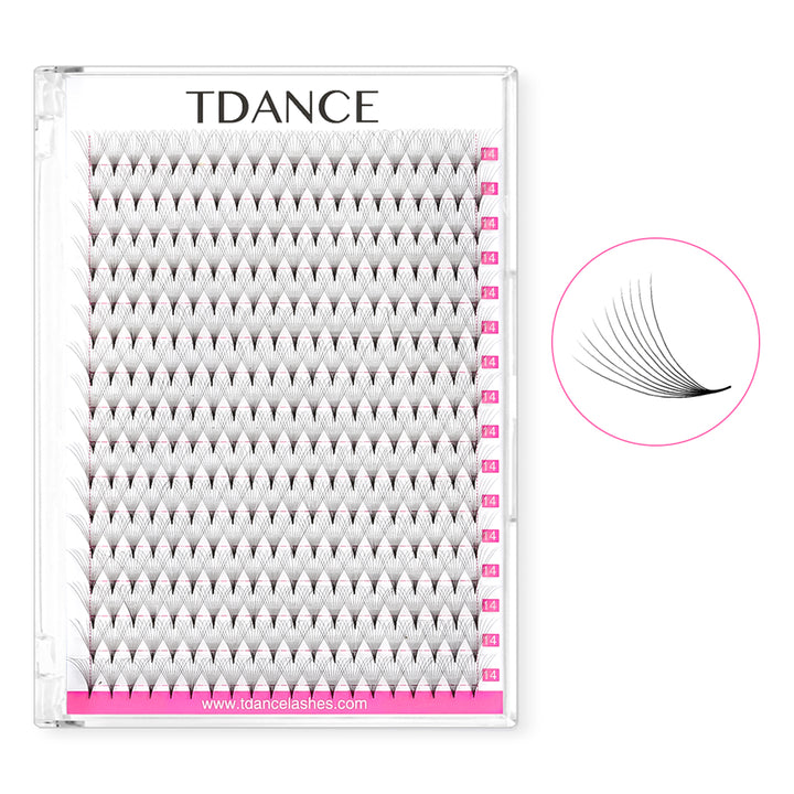 10D Premade Volume Fans Eyelash Extensions 320 Fans 16 Rows (Pointy Base) - TDANCE