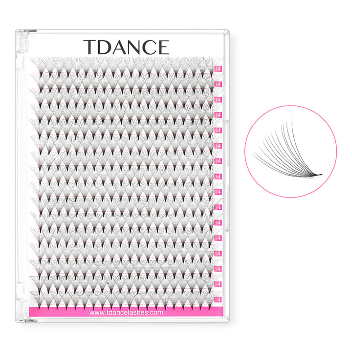 12D Premade Volume Fans Eyelash Extensions 320 Fans 16 Rows (Pointy Base) - TDANCE