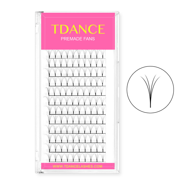 4D Premade Volume Fans Lashes 12 Rows  (Long Stem) - TDANCE
