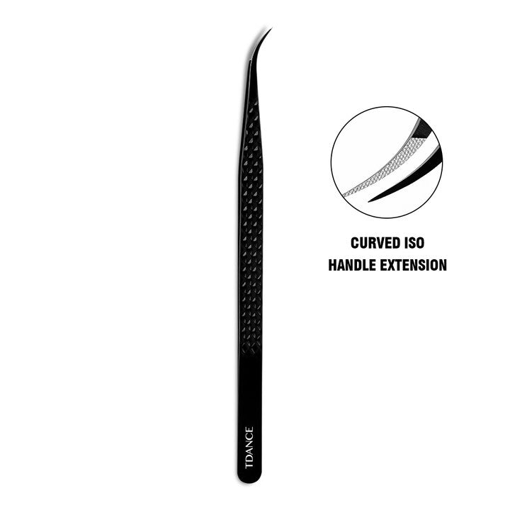 TB-06 Black Fiber Tweezers For Eyelash Extension TDANCE