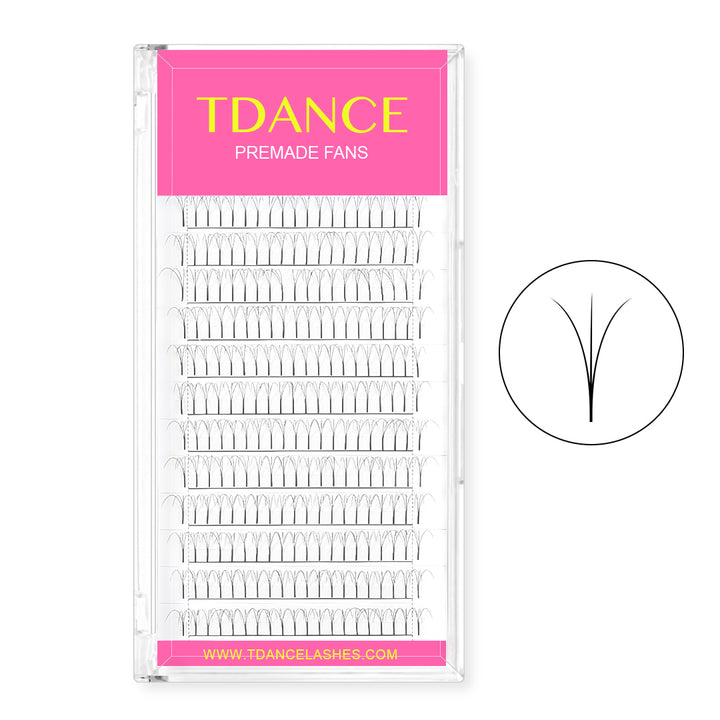 3D Premade Volume Fans Lashes  12 Rows (Long Stem) - TDANCE