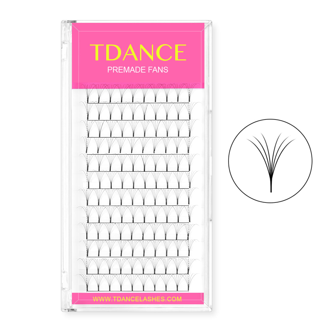 6D Premade Volume Fans Lashes 12 Rows (Long Stem) - TDANCE