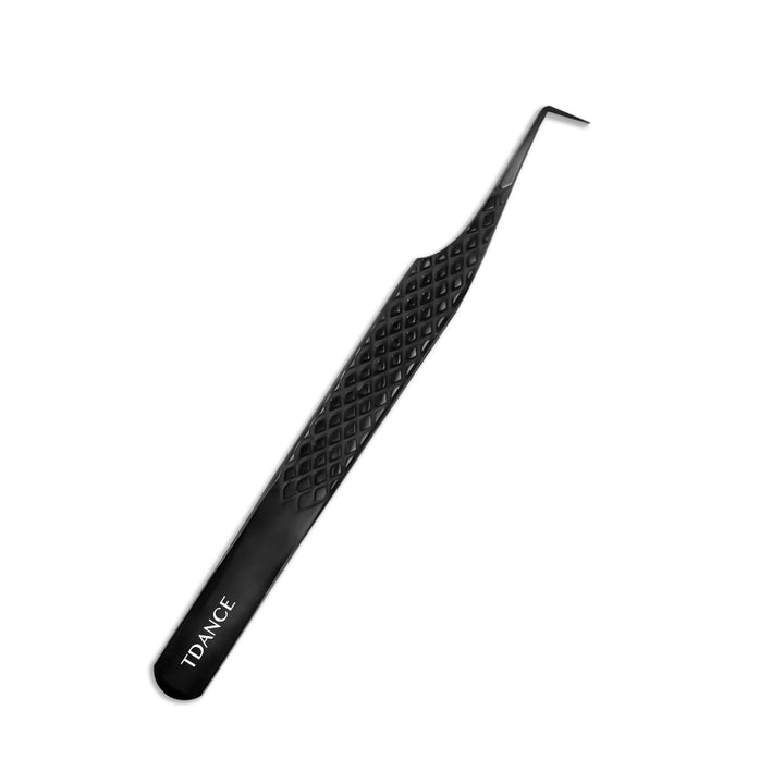 TB-01 Black Fiber Tweezers For Eyelash Extension TDANCE