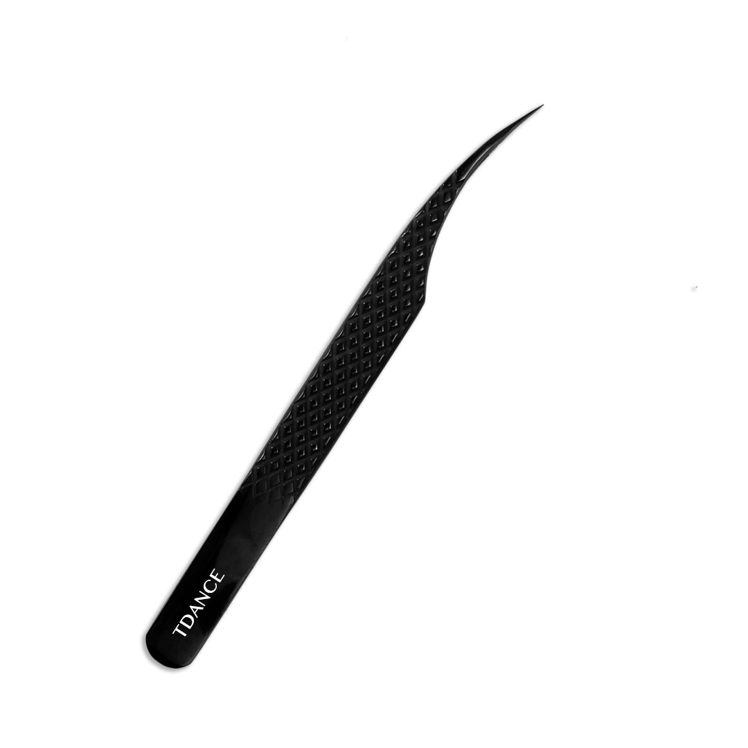 TB-02 Black Fiber Tweezers For Eyelash Extension TDANCE