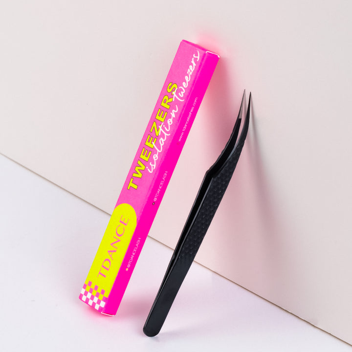 TB-02 Black Fiber Tweezers For Eyelash Extension TDANCE