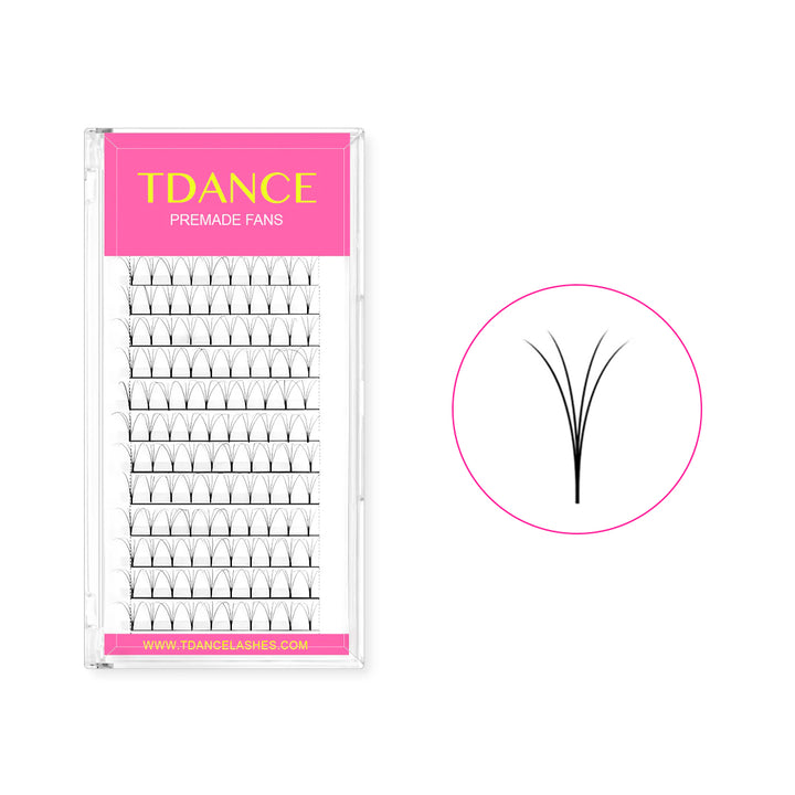4D Premade Volume Fans Lashes 12 Rows  (Long Stem) - TDANCE