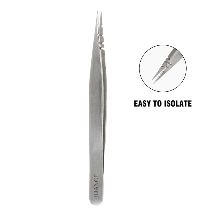 TW-19 Silver Tweezers For Eyelash Extension TDANCE