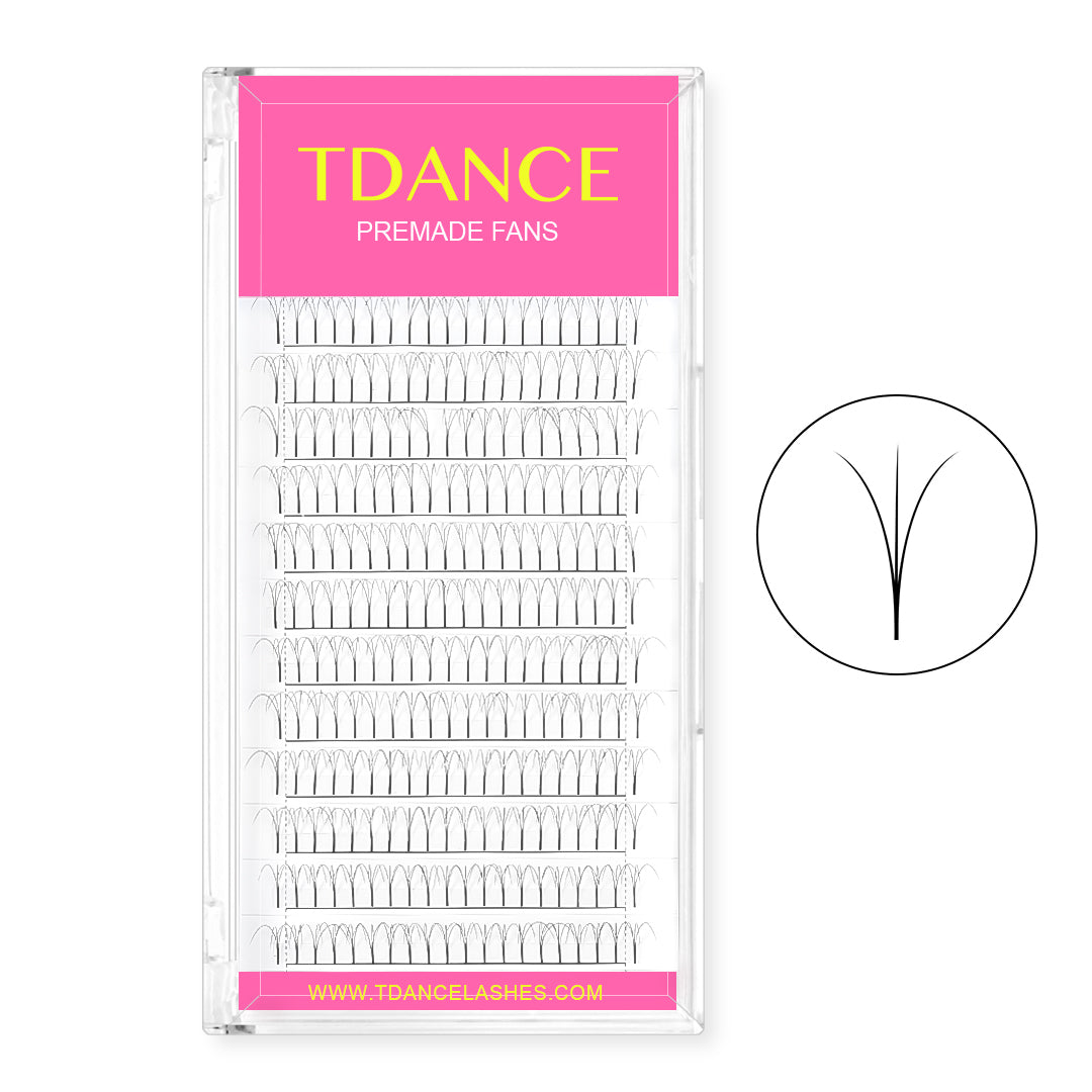 3D Premade Volume Fans Lashes  12 Rows (Long Stem) - TDANCE