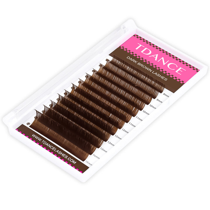 Premium Dark Brown Colored Volume Eyelash Extensions