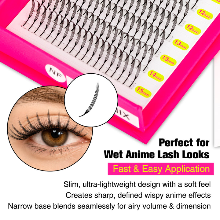 12 Rows 0.07MM Narrow Wispy Anime Lashes