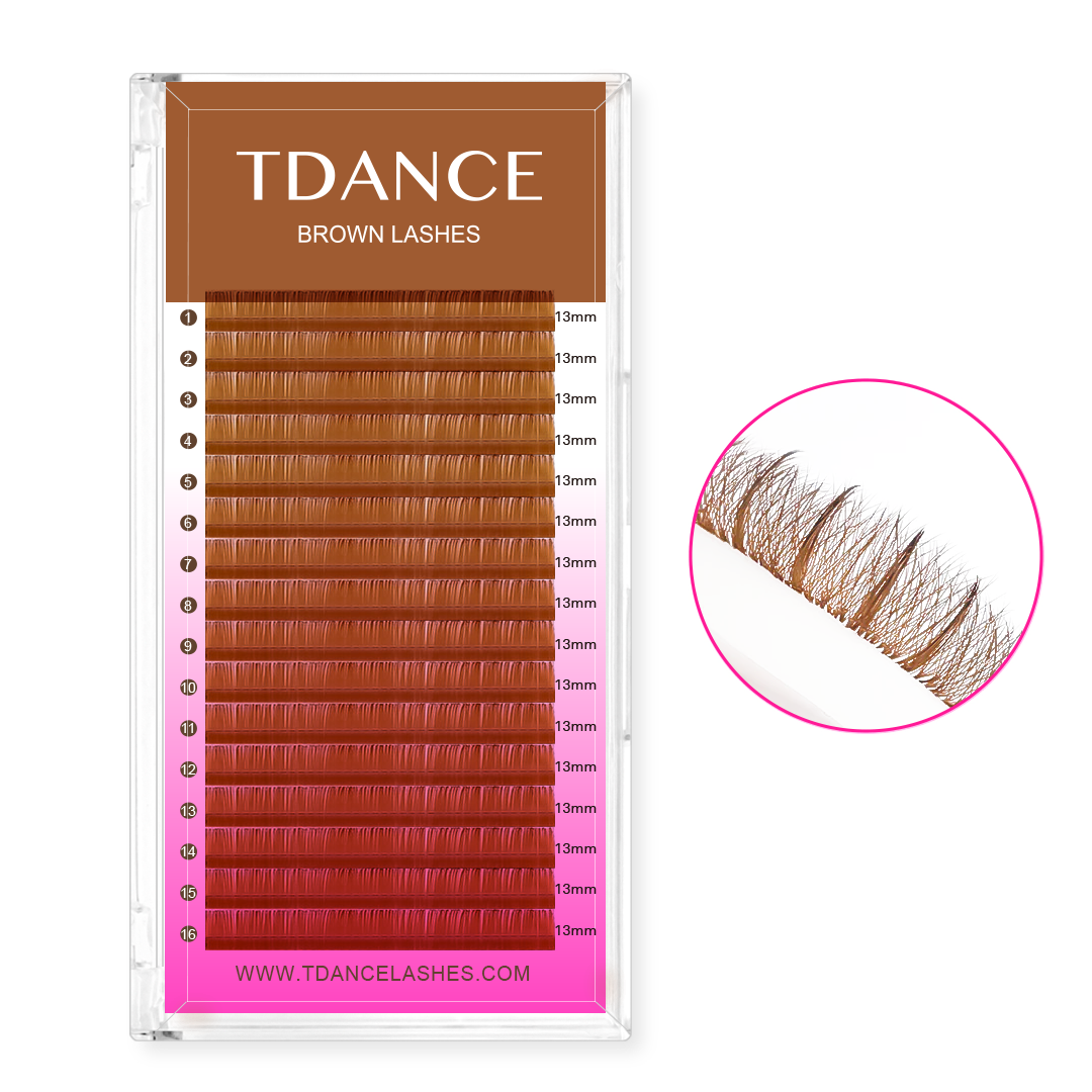 16 Rows Premium Brown Colored Volume Lashes TDANCE 2
