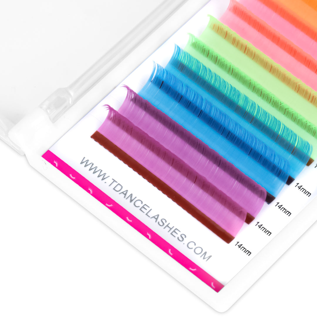 0.07MM Glow Neon Fluorescent Colored Volume Eyelash Extensions
