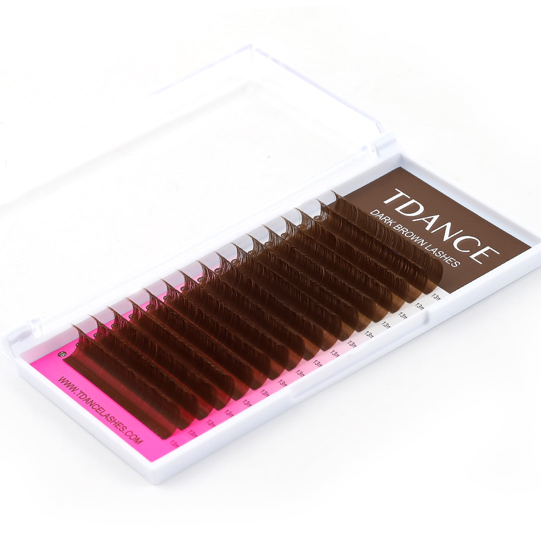 16 Rows Premium Dark Brown Colored Volume Eyelash Extensions 3