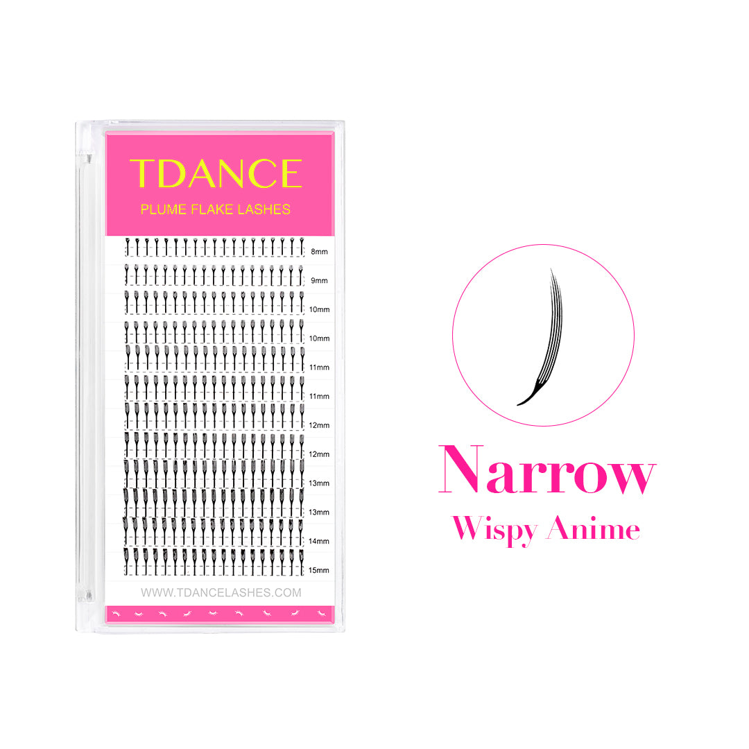 12 Rows 0.07MM Narrow Wispy Anime Lashes