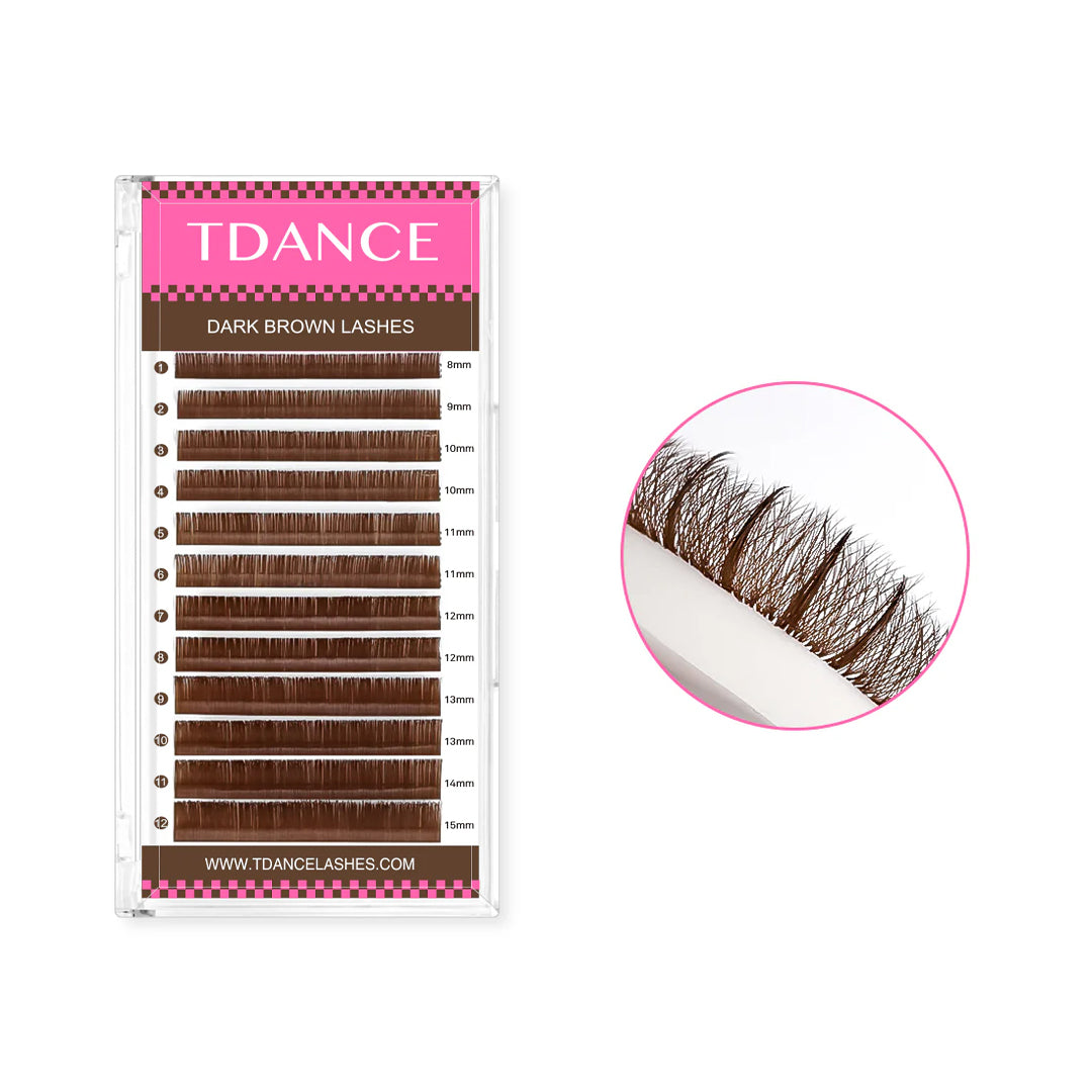 Premium Dark Brown Colored Volume Eyelash Extensions