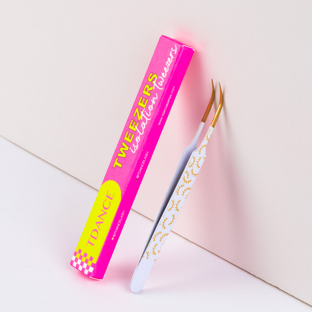 TY-03 Printed Yellow Lashes Tweezers For Eyelash Extension