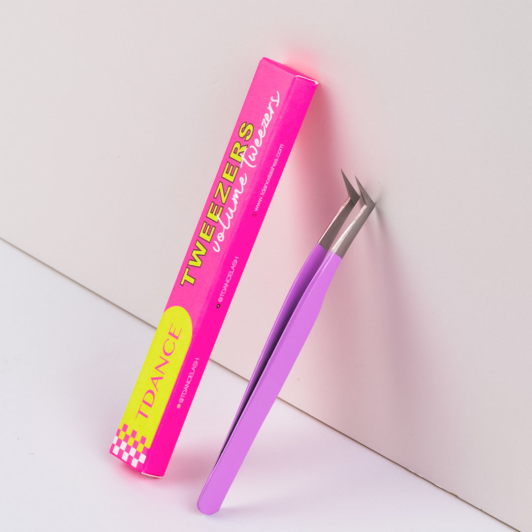 TV-02 Tweezers de fibres violets pour l'extension des cils