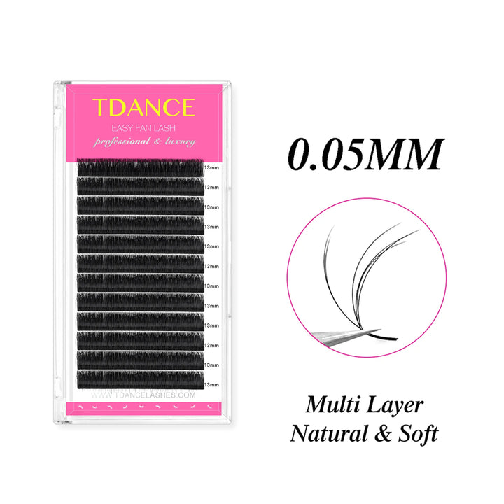 0.05MM 3D Layered Fluffy Easy Fan Mega Volume Eyelash Extensions TDANCE