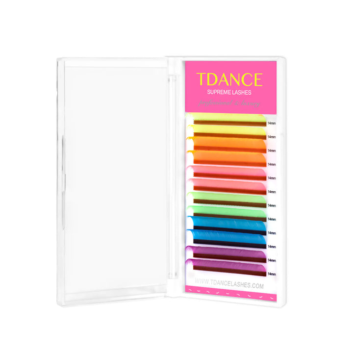0.07MM Glow Neon Fluorescent Colored Volume Eyelash Extensions