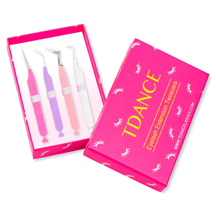 Heart-shaped Professional Eyelash Extensions Tweezers Kit USA 